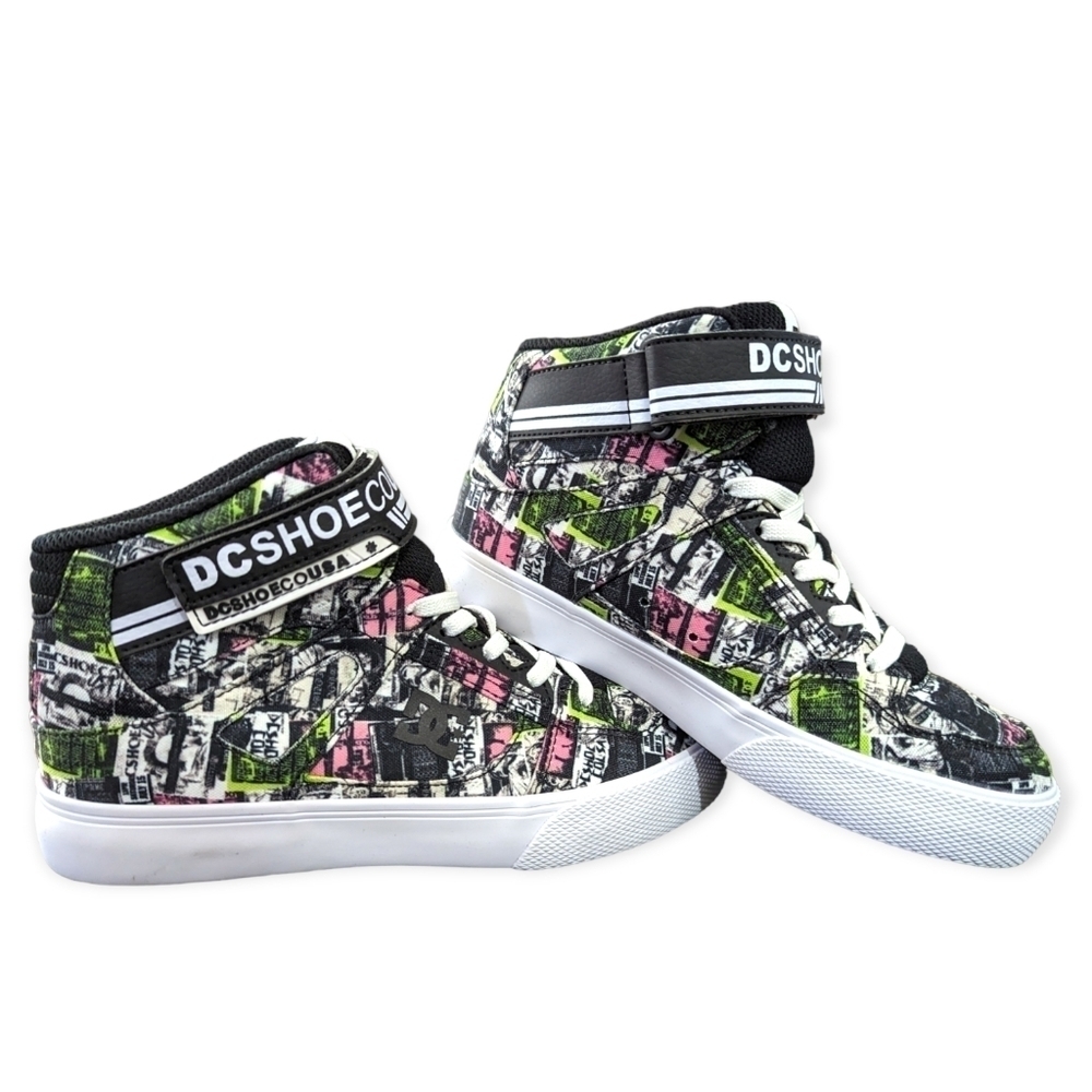 New DC Kids Trainers Boys High Tops DC Sneakers Grafitti Multicolor DC High Tops